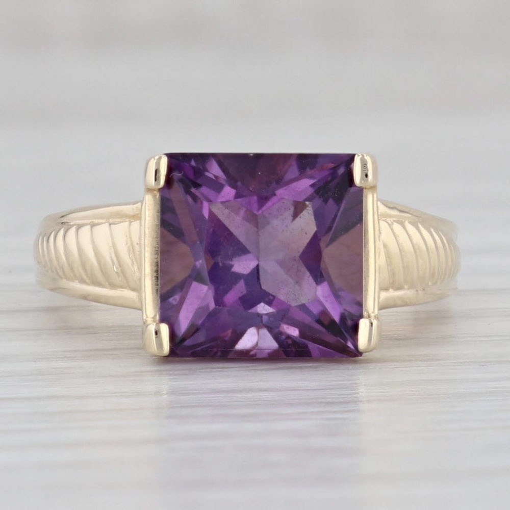 *Just sold* Square cut 4.6 carat Amethyst ring in 14k gold setting. Size 9.